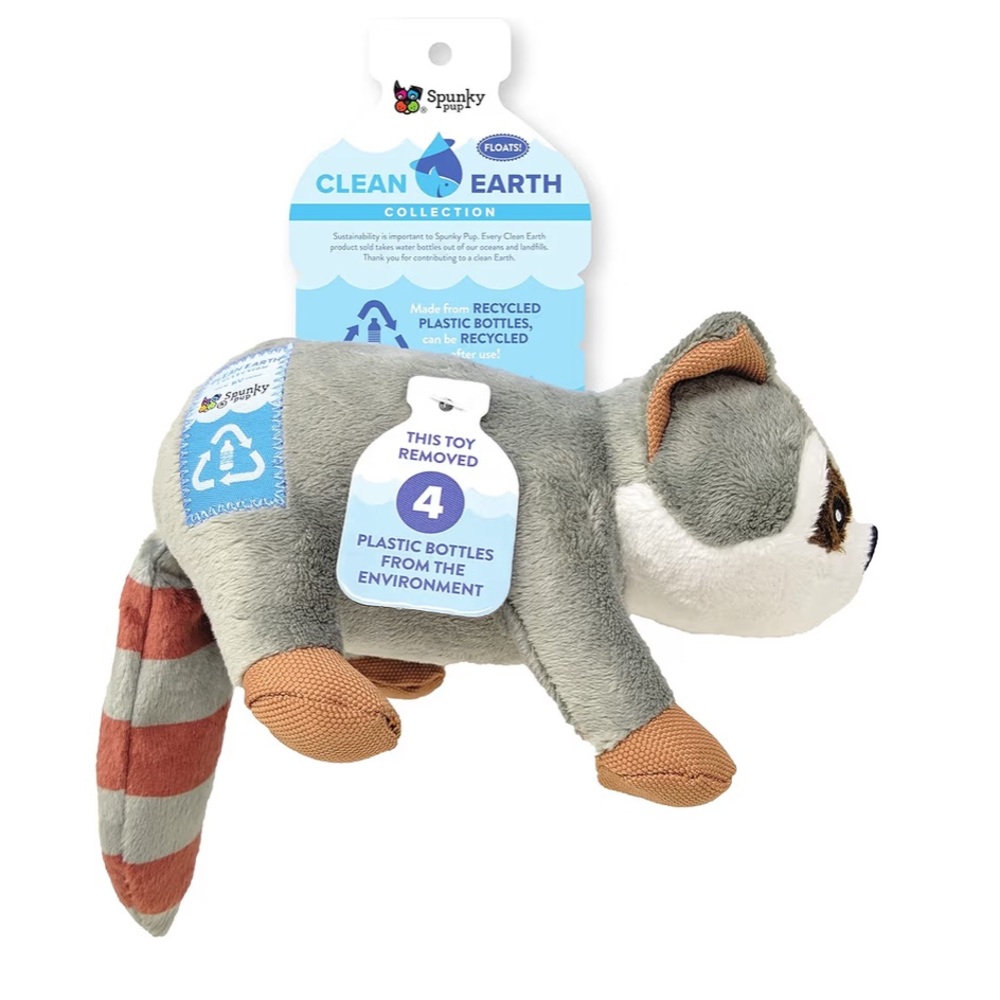 Clean Earth Plush Raccoon - Gray